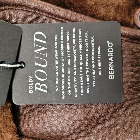 NEW BERNARDO SHEARLING FAUX LEATHER SOFT BROWN AVIATOR COAT JACKET XS SMALL NWT - Picture 13 of 16